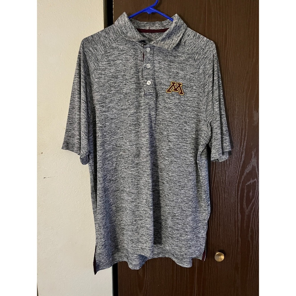CAMPUS HERITAGE Mens Large Gray Heather Polo Minnesota Golden Gophers Logo 23x33